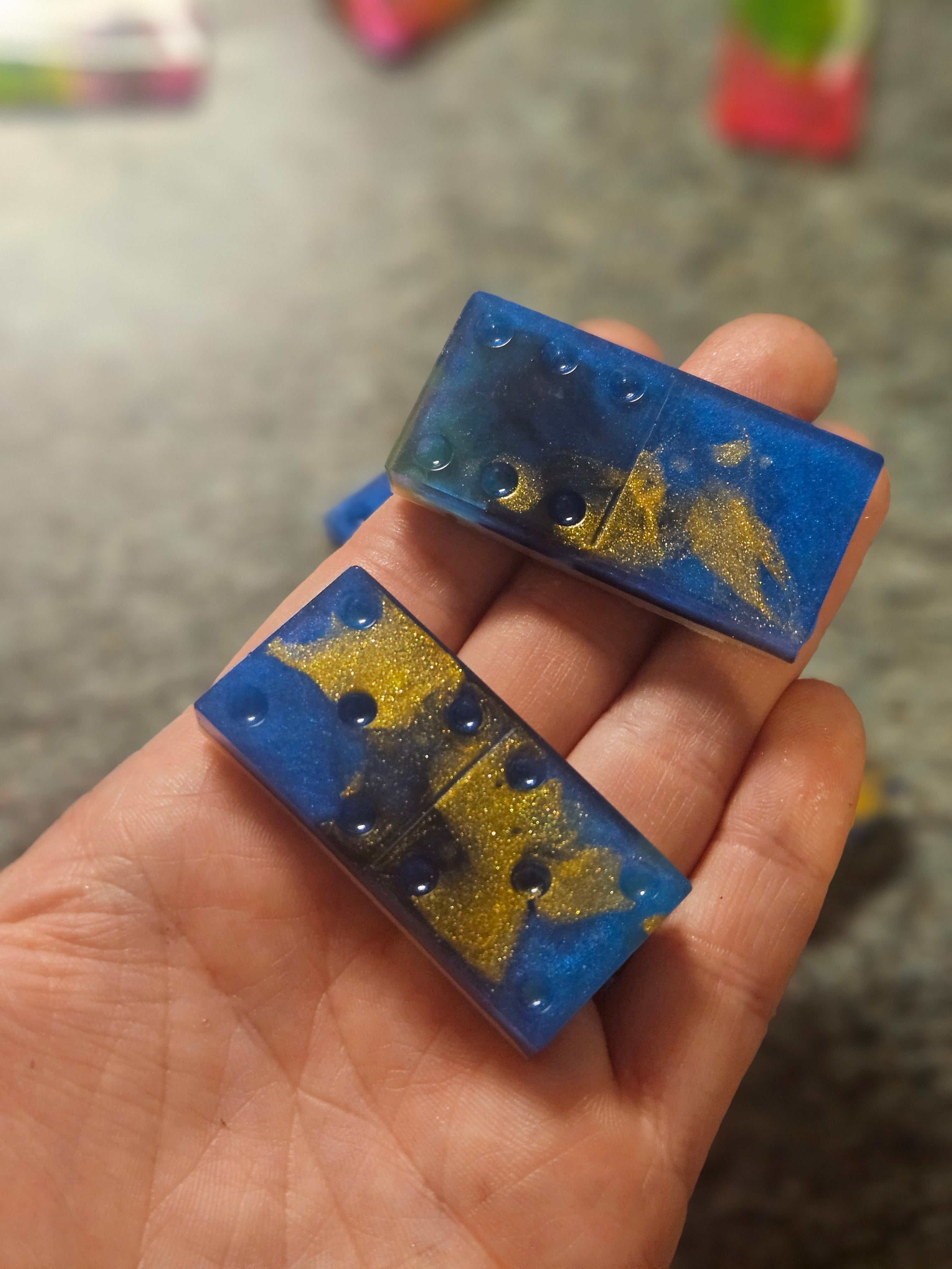 Resin dominoes Blue and Gold