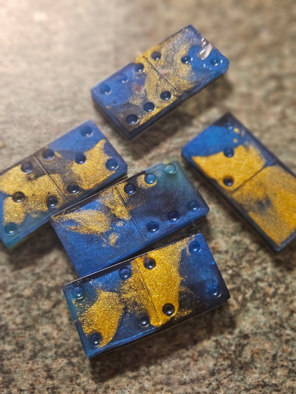 Resin dominoes Blue and Gold