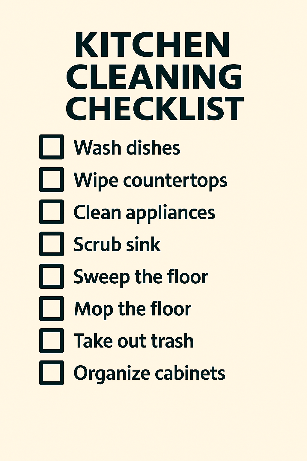 Kitchen Cleaning Checklist