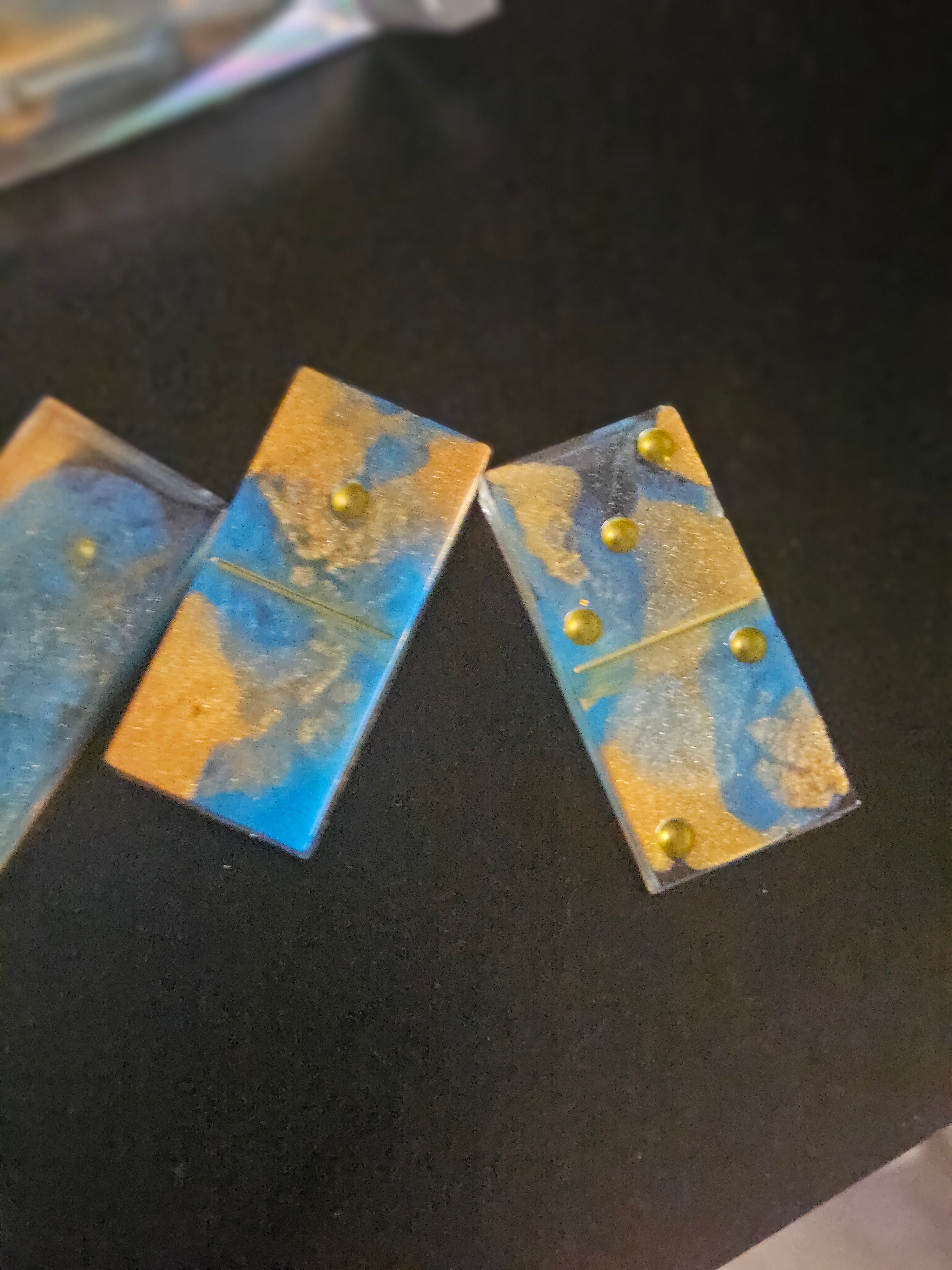 Light Blue and gold dominoes