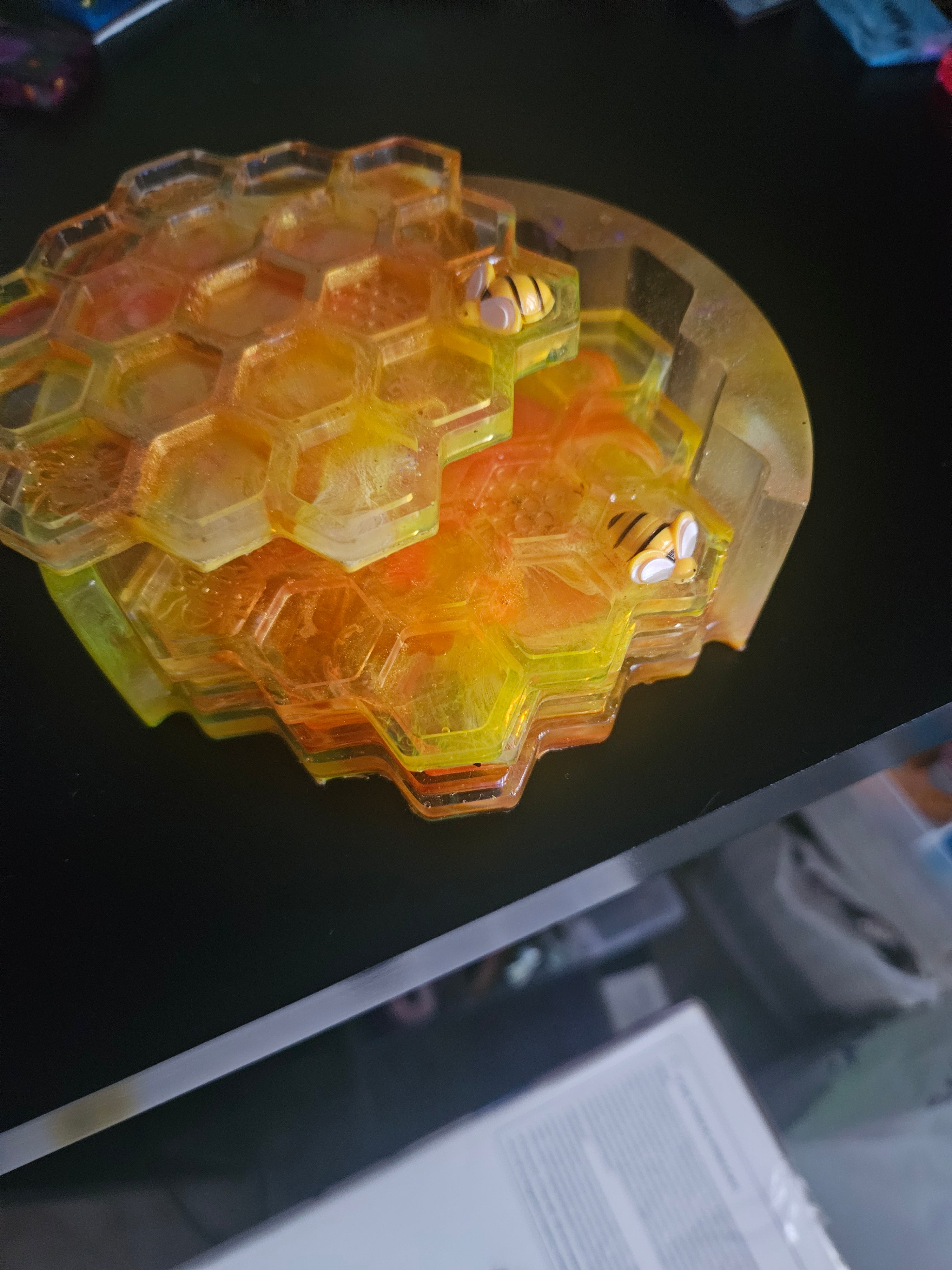 Bumblebee Hexagon set of 4 Resin Coasters