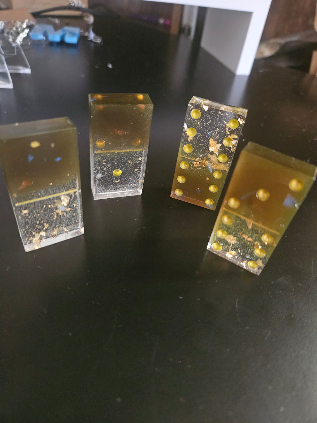 Coffee and gold handmade resin dominoes