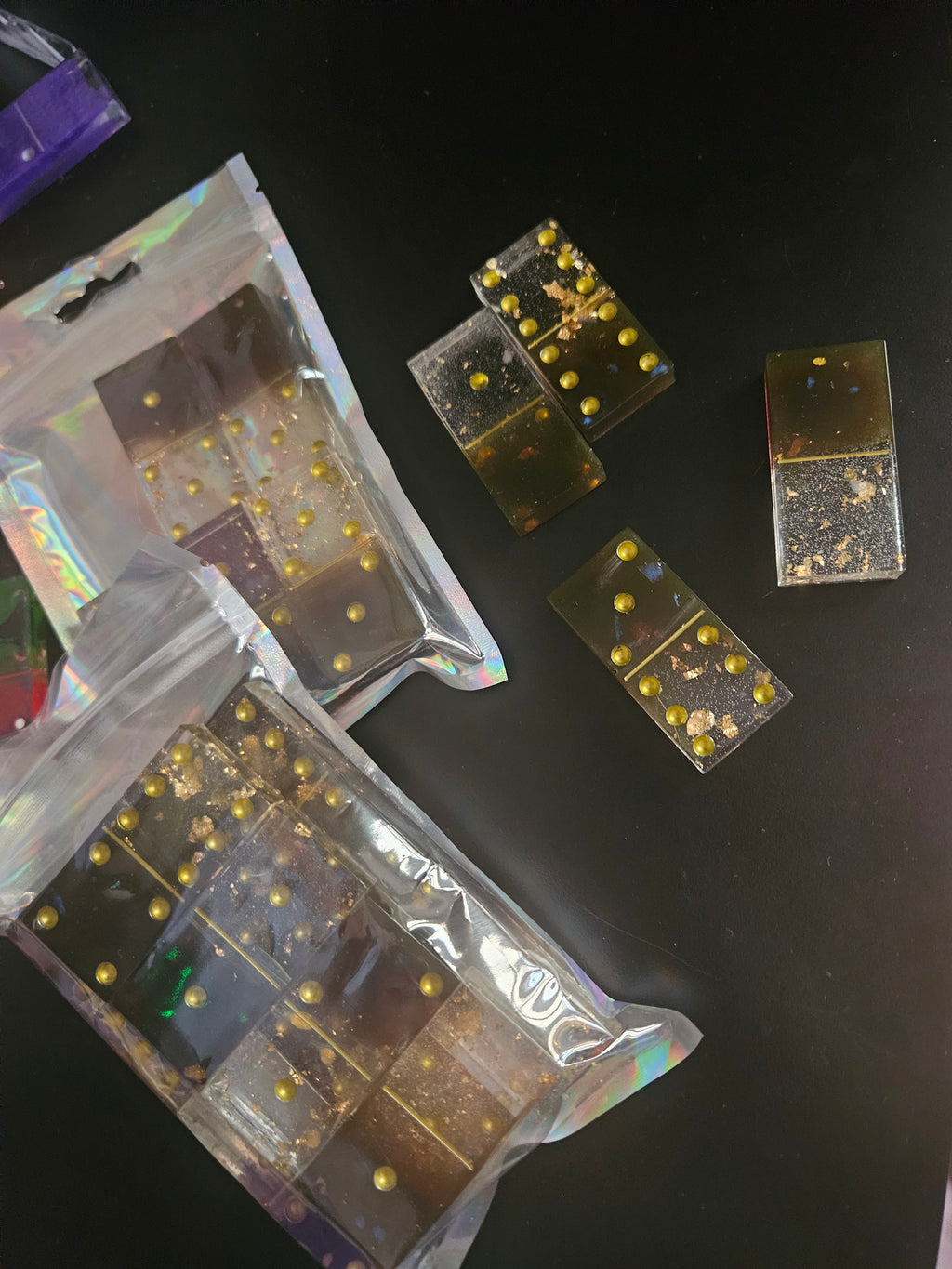 Coffee and gold handmade resin dominoes