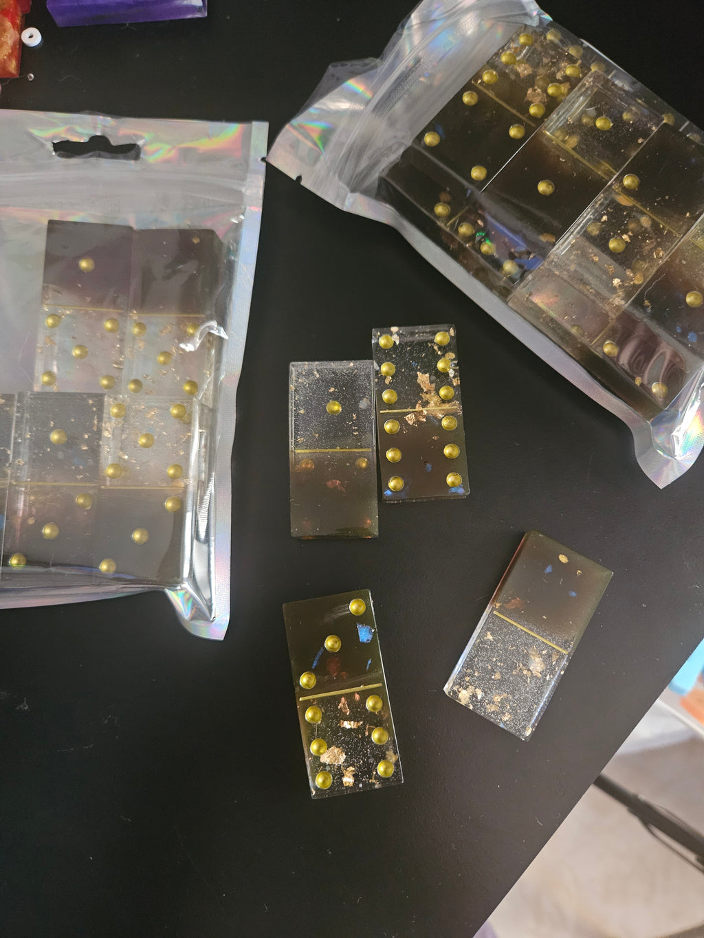 Coffee and gold handmade resin dominoes