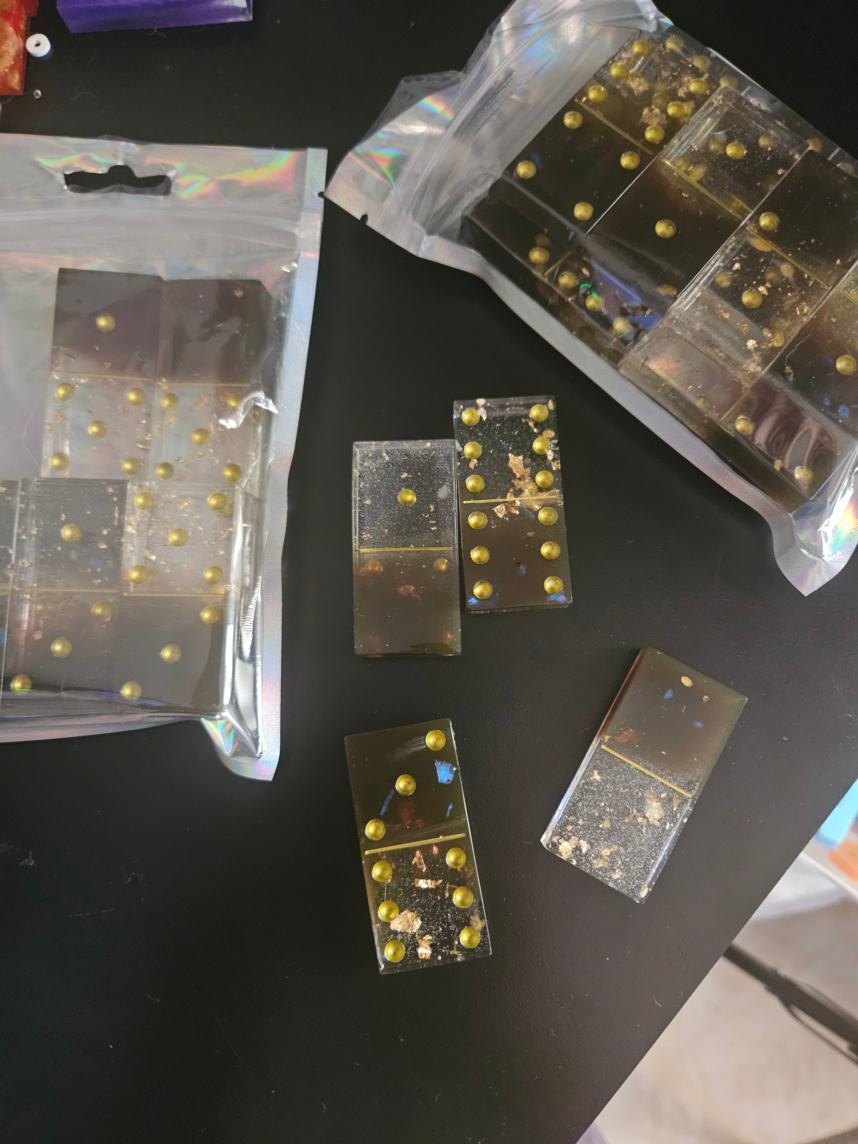 Coffee and gold handmade resin dominoes