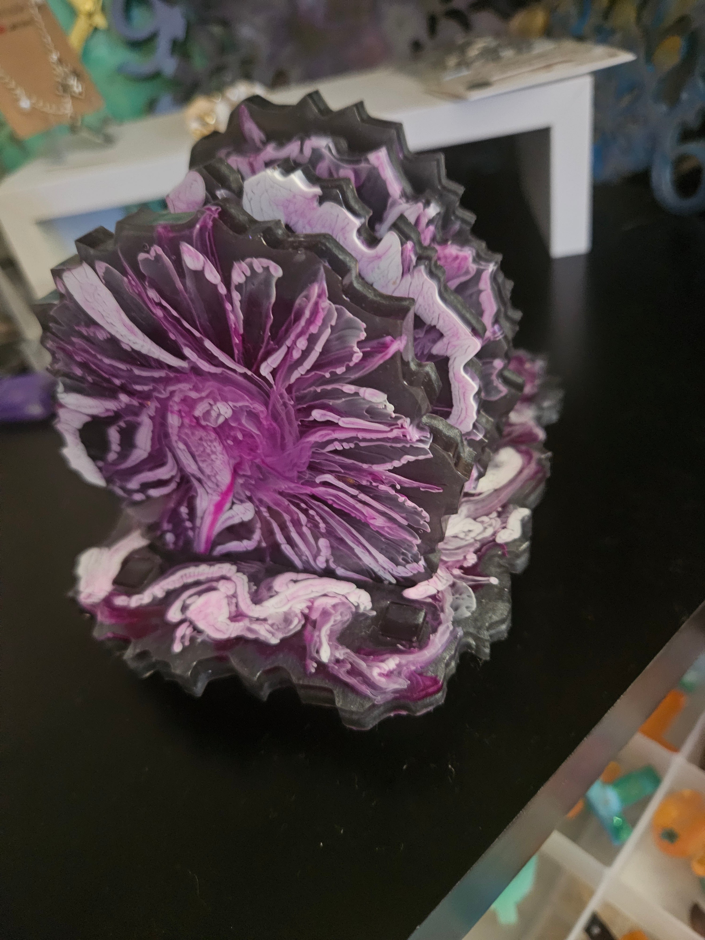 Purple and White Floral set of 4 coasters