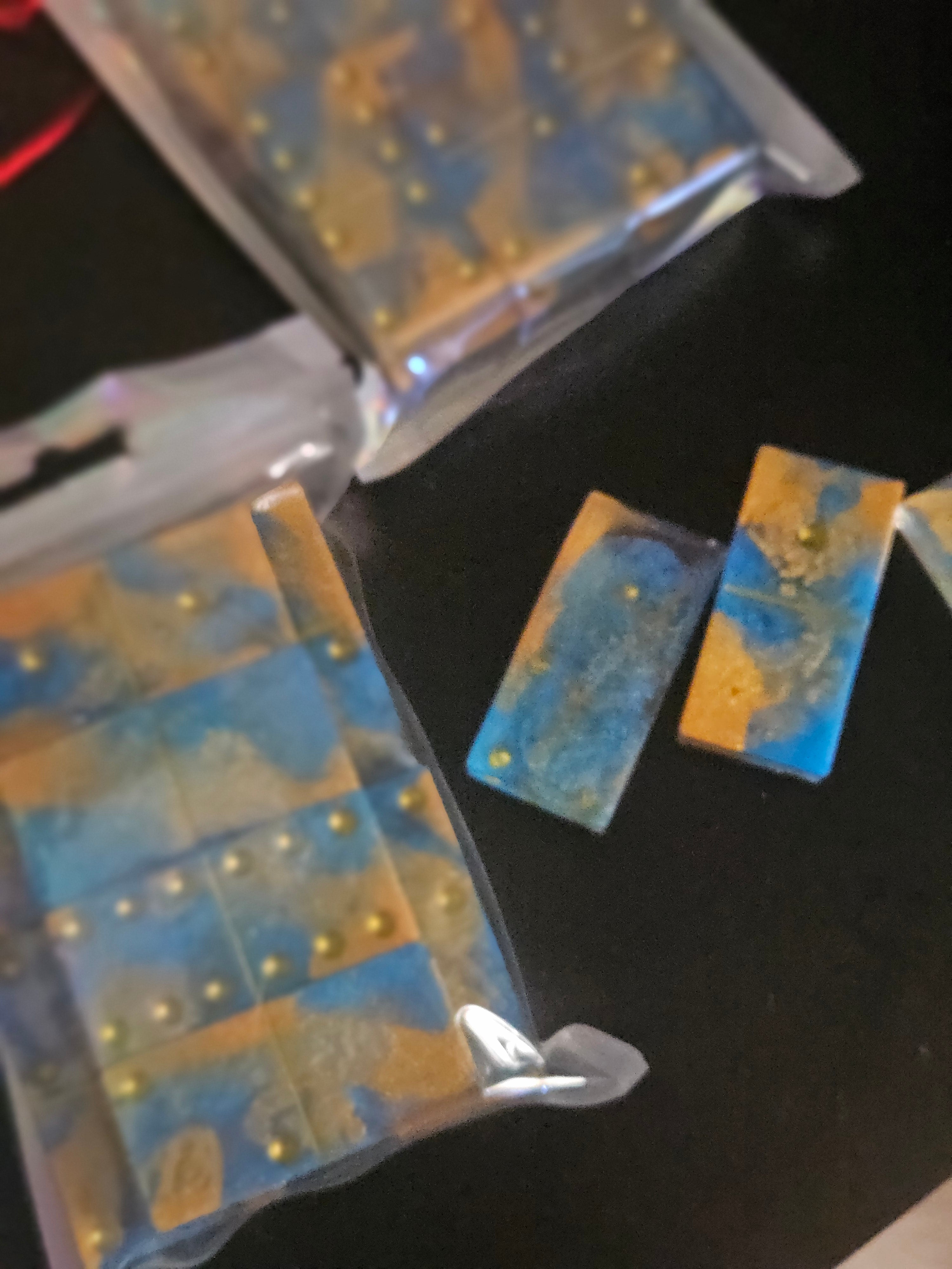 Light Blue and gold dominoes